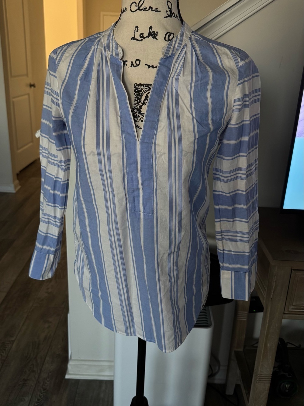 J. Crew Blue and White Striped